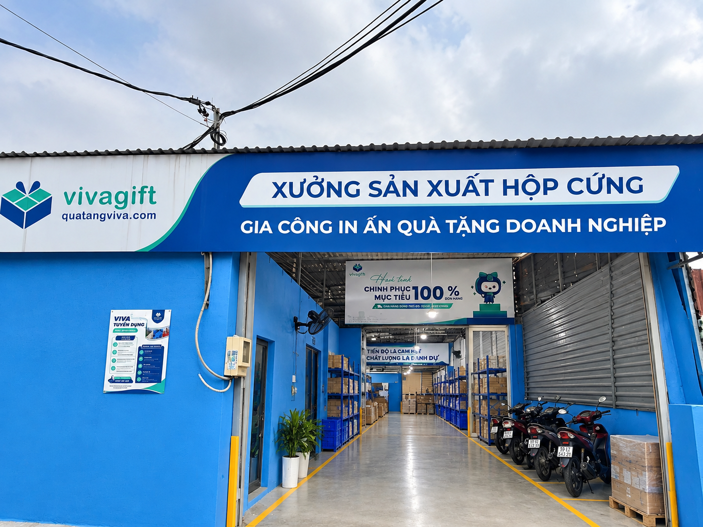 Mặt tiền xưởng sản xuất và in ấn quà tặng VivaGift