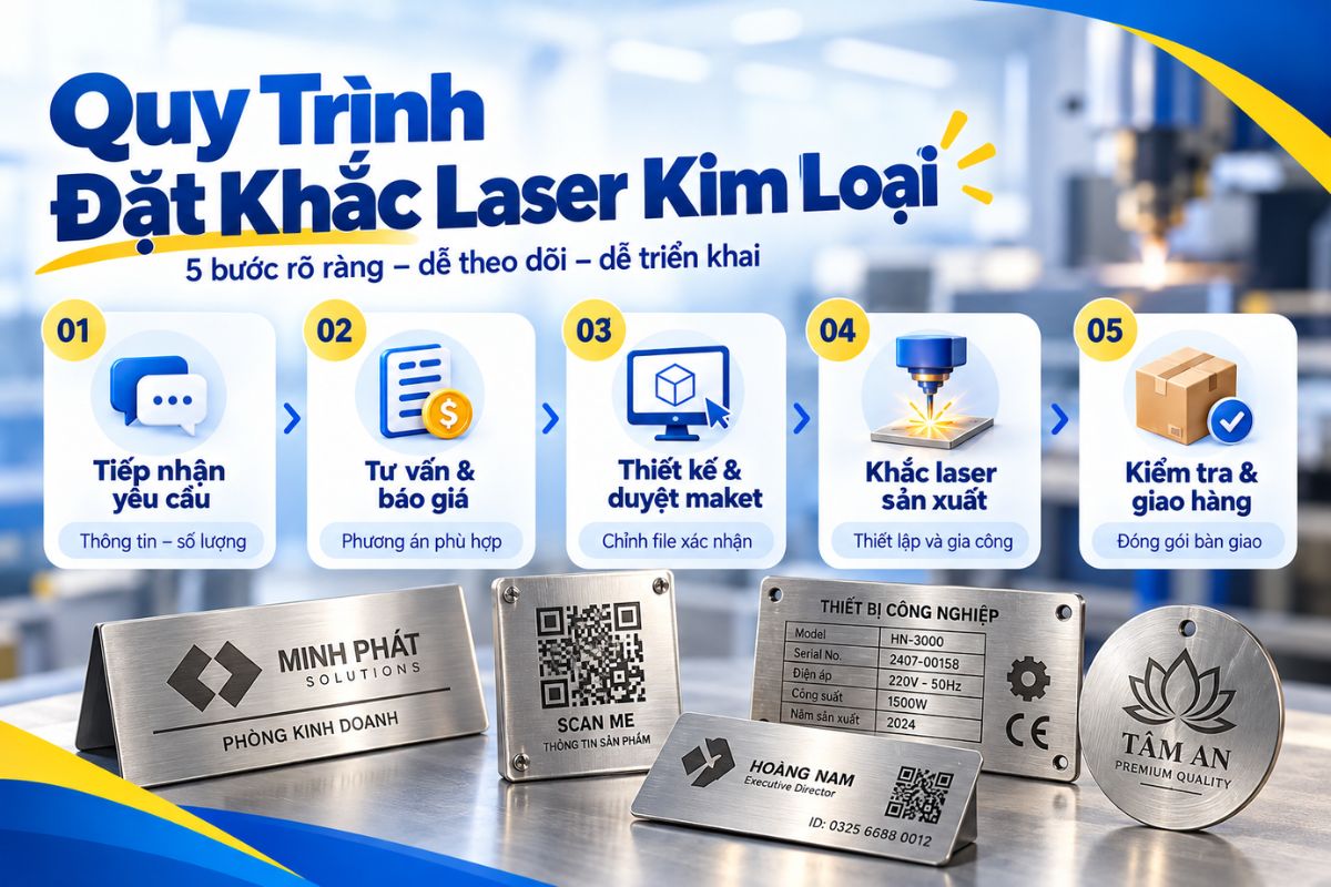 Xưởng nhận khắc tên, logo, mã QR và nội dung cá nhân hóa trên nhiều sản phẩm kim loại Xưởng nhận khắc tên, logo, mã QR và nội dung cá nhân hóa trên nhiều sản phẩm kim loại