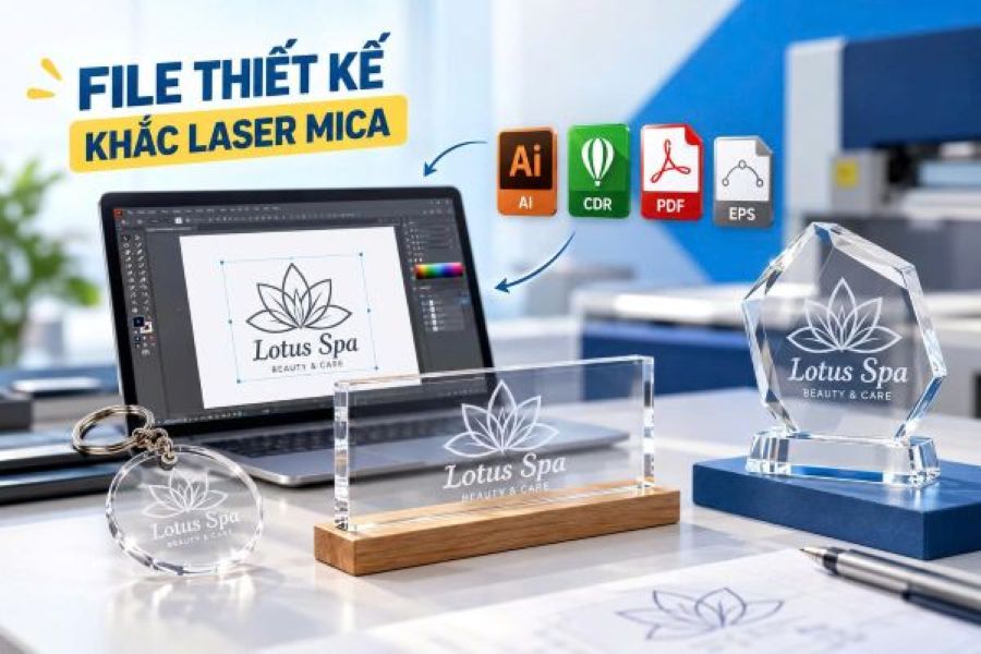 Chuẩn bị file vector, chữ outline và chi tiết đủ lớn giúp quá trình khắc laser mica chính xác hơn Chuẩn bị file vector, chữ outline và chi tiết đủ lớn giúp quá trình khắc laser mica chính xác hơn