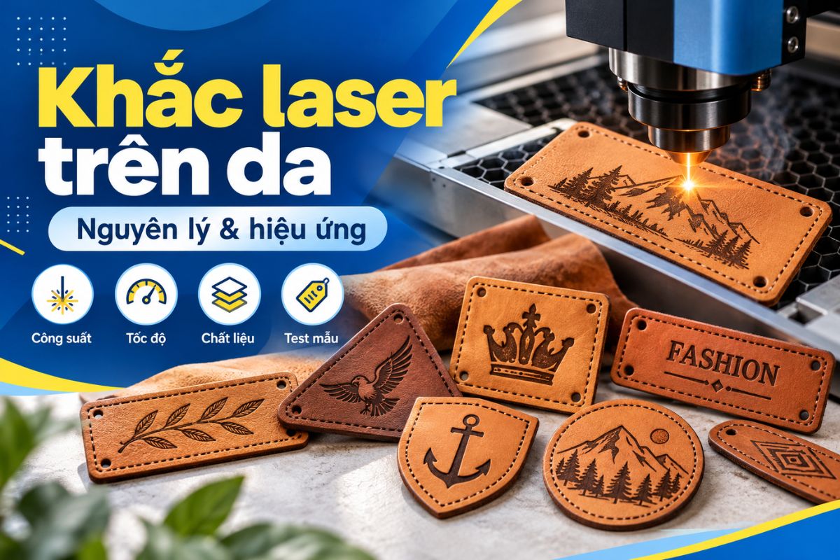 Khắc laser sử dụng tia sáng tác động lên bề mặt da để tạo chữ, logo và họa tiết rõ nét Khắc laser sử dụng tia sáng tác động lên bề mặt da để tạo chữ, logo và họa tiết rõ nét