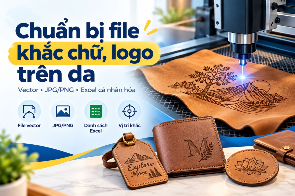 Chuẩn bị file rõ nét, kích thước phù hợp và xác định vị trí khắc giúp thành phẩm chính xác hơn Chuẩn bị file rõ nét, kích thước phù hợp và xác định vị trí khắc giúp thành phẩm chính xác hơn